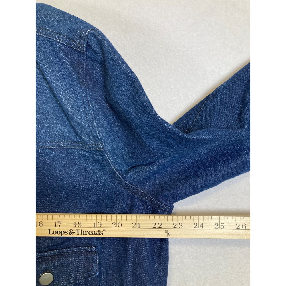 Layered Aesthetic Bagatelle Women XL Blue Denim Knit‎ Trim Snap Button Jacket - Picture 6 of 12